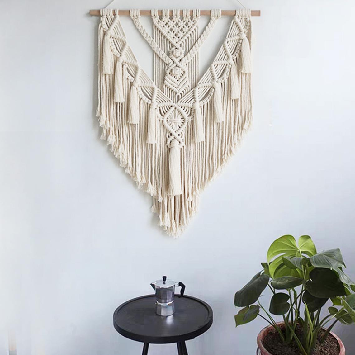 Beige Handcrafted Boho Tapestry Curtain