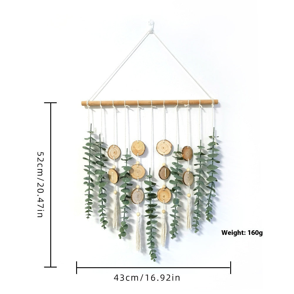 Eucalyptus Leaves Handwoven Wall Hanging – Natural Room Tapestry Décor
