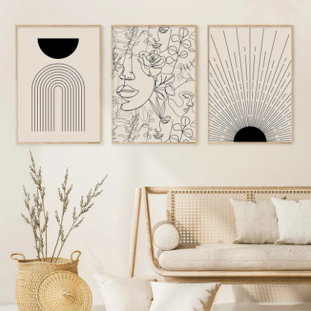 Boho Abstract Line Art Canvas – Minimalist Wall Décor (Frameless)