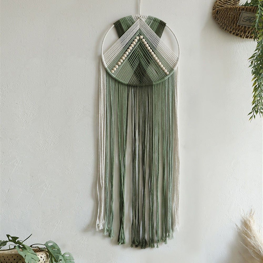 Bohemian Handmade Wooden Bead Tassel Wall Tapestry
