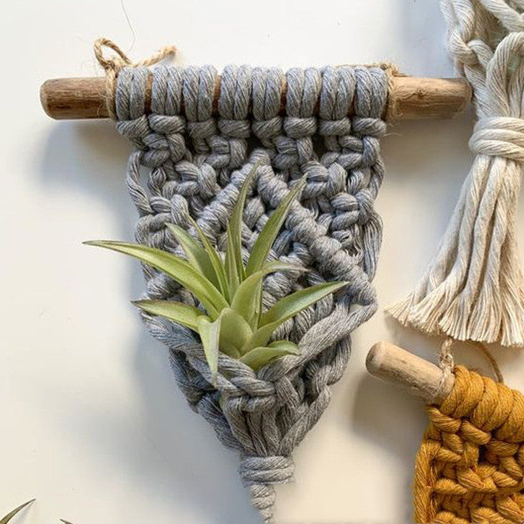 Mini Macrame Plant Hanger – Handwoven Cotton Basket