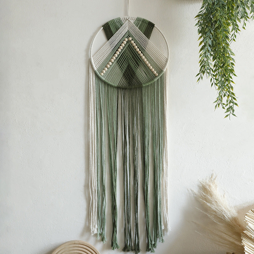 Bohemian Handmade Wooden Bead Tassel Wall Tapestry