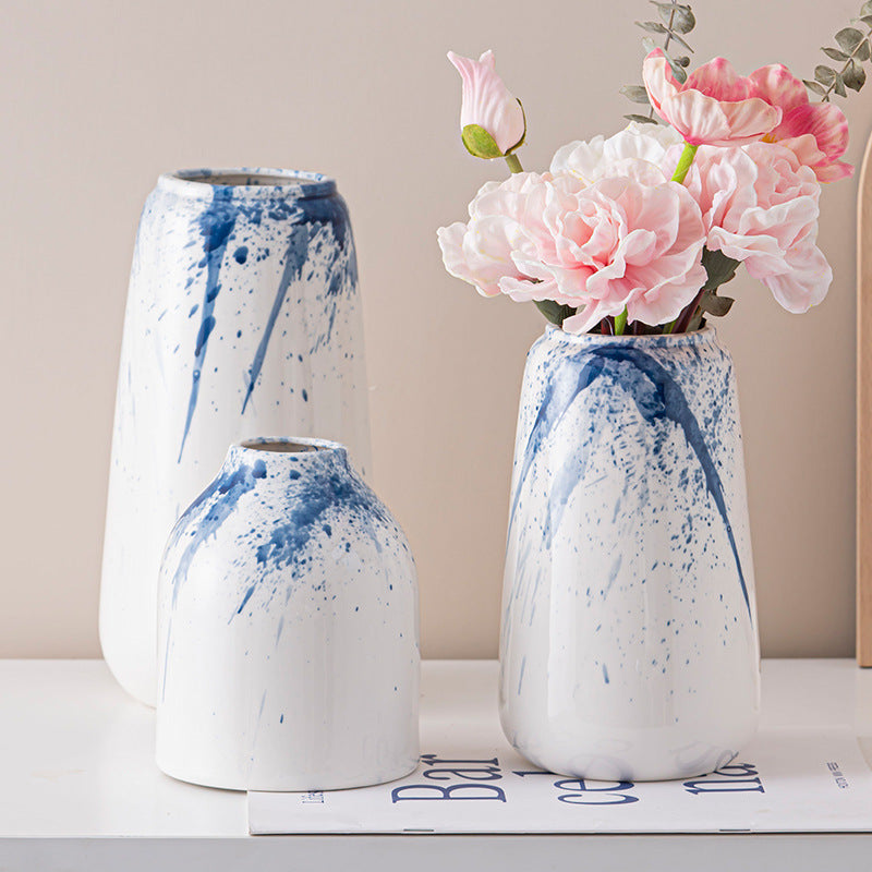 Ink Splash Ceramic Vase – Modern Minimalist Home Décor