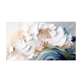 Abstract art piece with white, blue, and beige colors on a white background. AeroWave – Modern Textured Art
