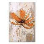 Abstract painting of an orange flower on a beige background