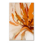 Abstract painting with orange and beige colors on a white background