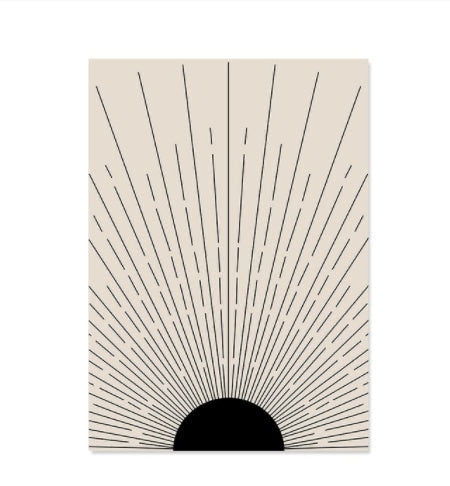 Abstract design with radiating lines on a beige background