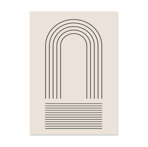 Decorative wall art with black arches on a beige background