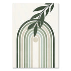 Decorative card with arch design and leaf on a white background