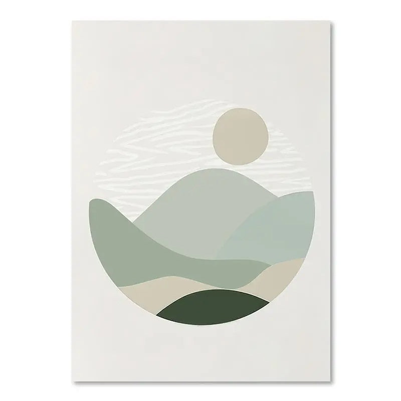 Abstract art print with geometric shapes on a white background