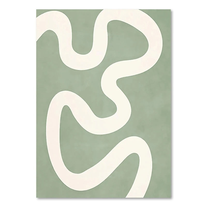 Abstract design with white wavy lines on a green background