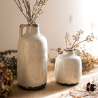 Textured ceramic vases with antique design for rustic home décor