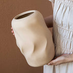 Stylish minimalist ceramic vase with hand-pinched details and matte glaze
