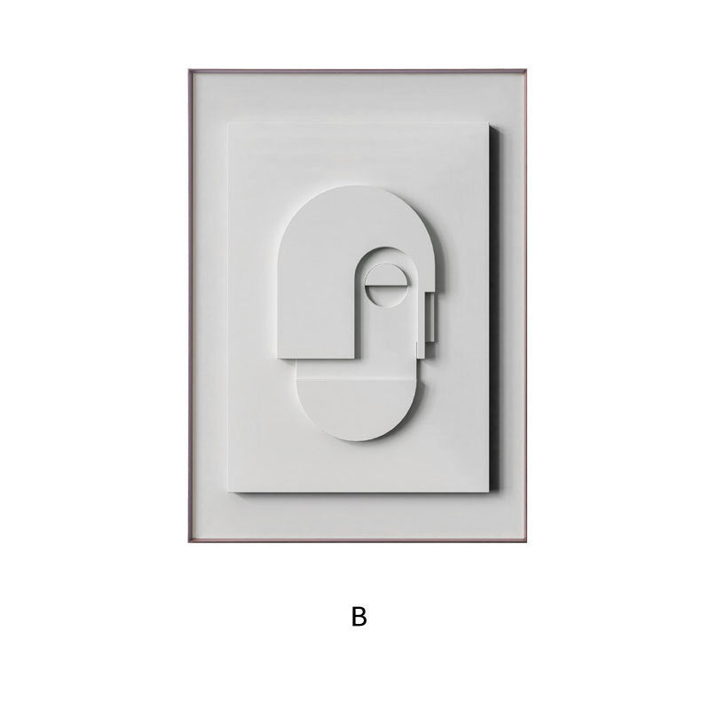 Abstract wall art with geometric shapes on a white background