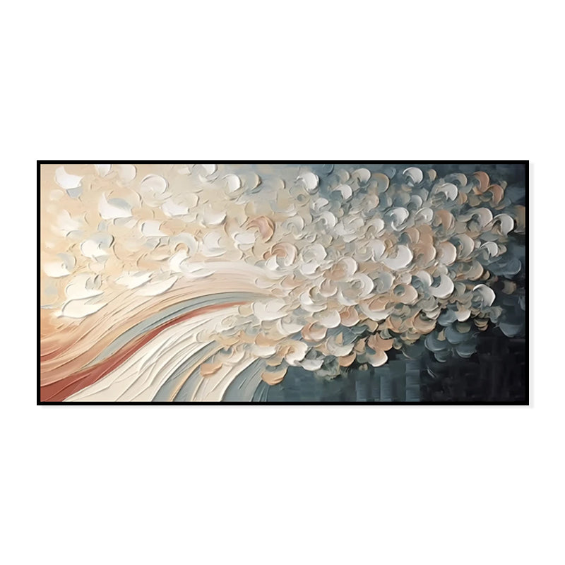 Abstract art piece with soft colors on a white background