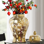 Modern ceramic vase in light luxury style with painted detailing