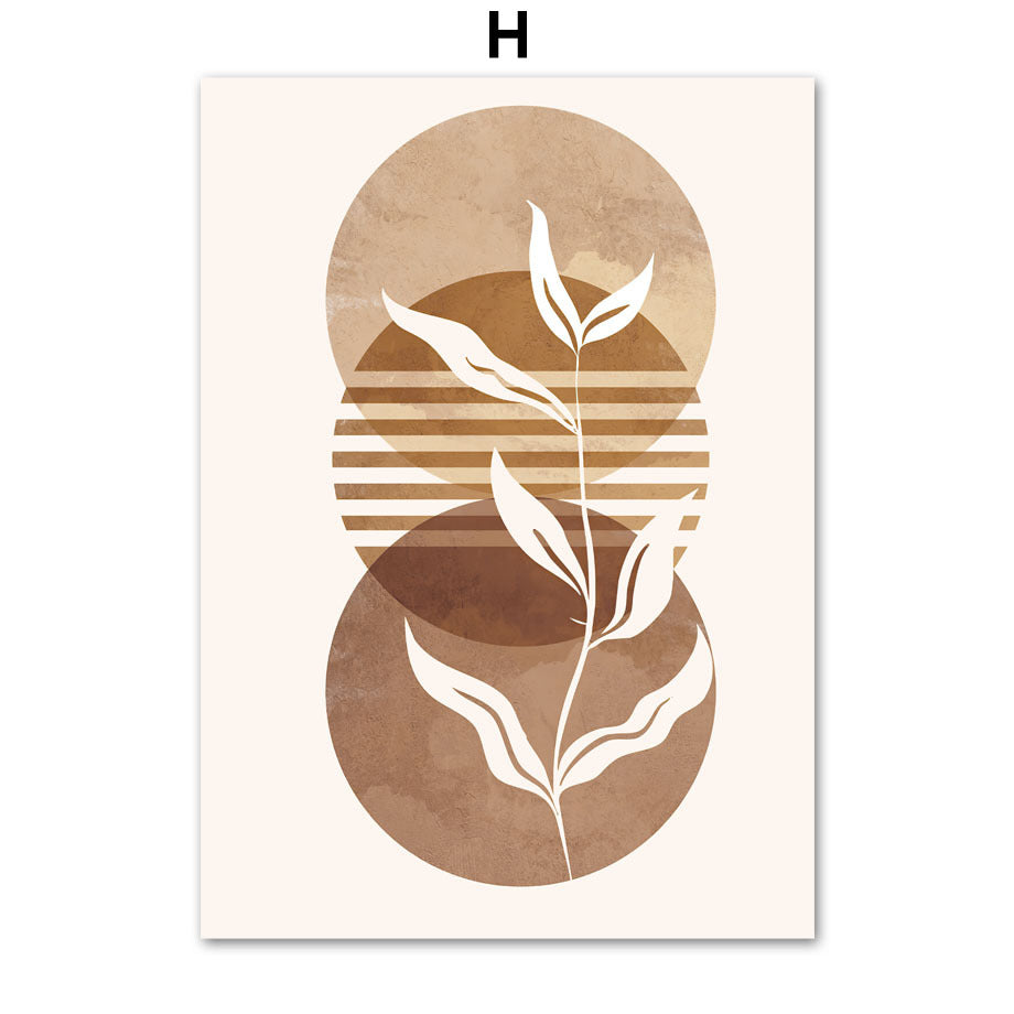 Decorative wall art with abstract leaf design on a beige background