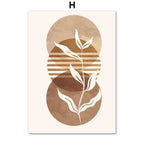 Decorative wall art with abstract leaf design on a beige background