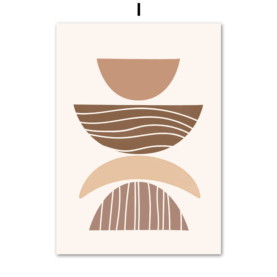 Abstract geometric design with curved lines on a beige background