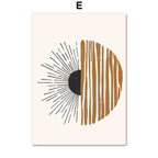 Abstract art print with black and brown design on a beige background