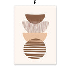 Decorative wall art with three stylized pots in brown and beige on a white background