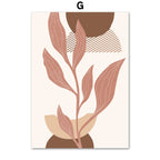 Abstract design with leaves and geometric shapes on a beige background