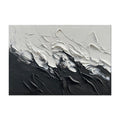 Abstract art piece with black and white brush strokes on a white background