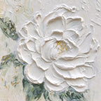White floral painting with textured background