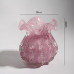 	Handcrafted Blush Quartz Vase with dreamy bubble effect, medium size for elegant tabletop décor