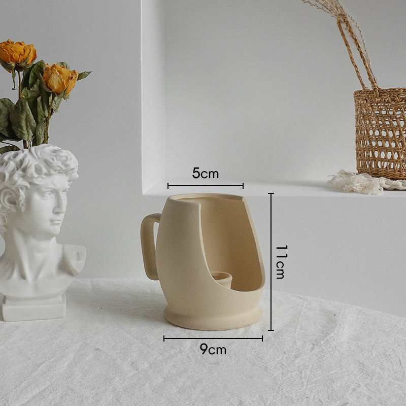 Beige ceramic mug for modern and bohemian home and office styling