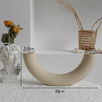 Beige curved decorative nordic minimalist ceramic vase with versatile display options