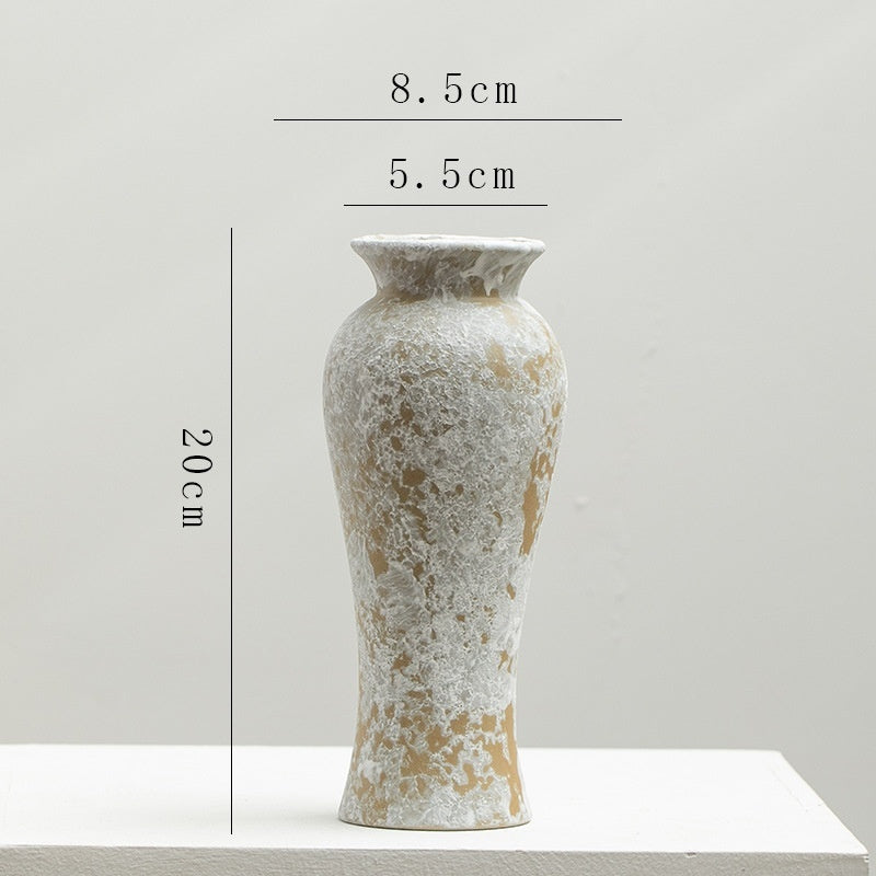 Tall slender glazed vase with textured surface inspired by traditional Chinese pottery