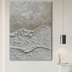Abstract textured wall art piece on a white wall