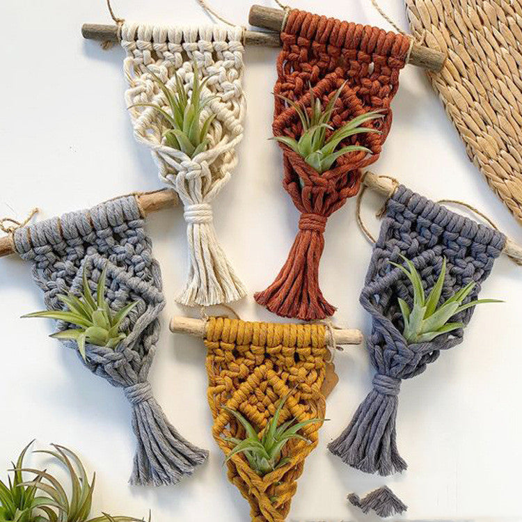 Mini Macrame Plant Hanger – Handwoven Cotton Basket