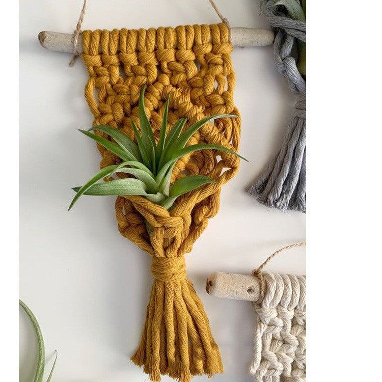 Mini Macrame Plant Hanger – Handwoven Cotton Basket