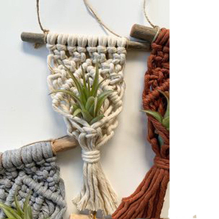 Mini Macrame Plant Hanger – Handwoven Cotton Basket