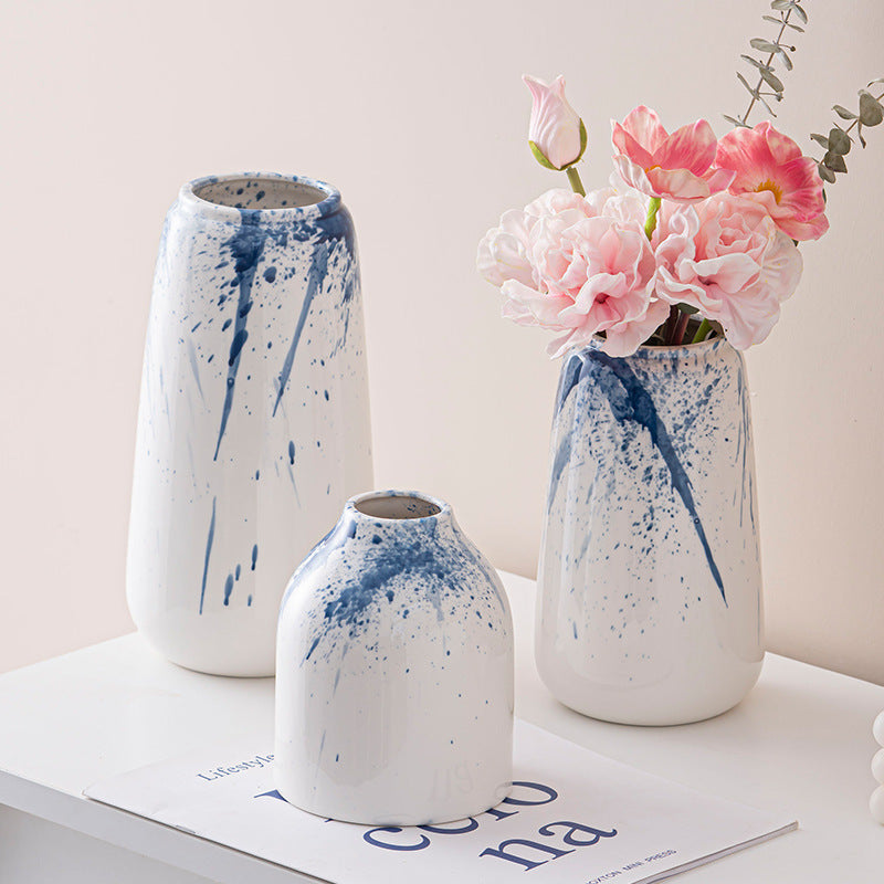 Ink Splash Ceramic Vase – Modern Minimalist Home Décor